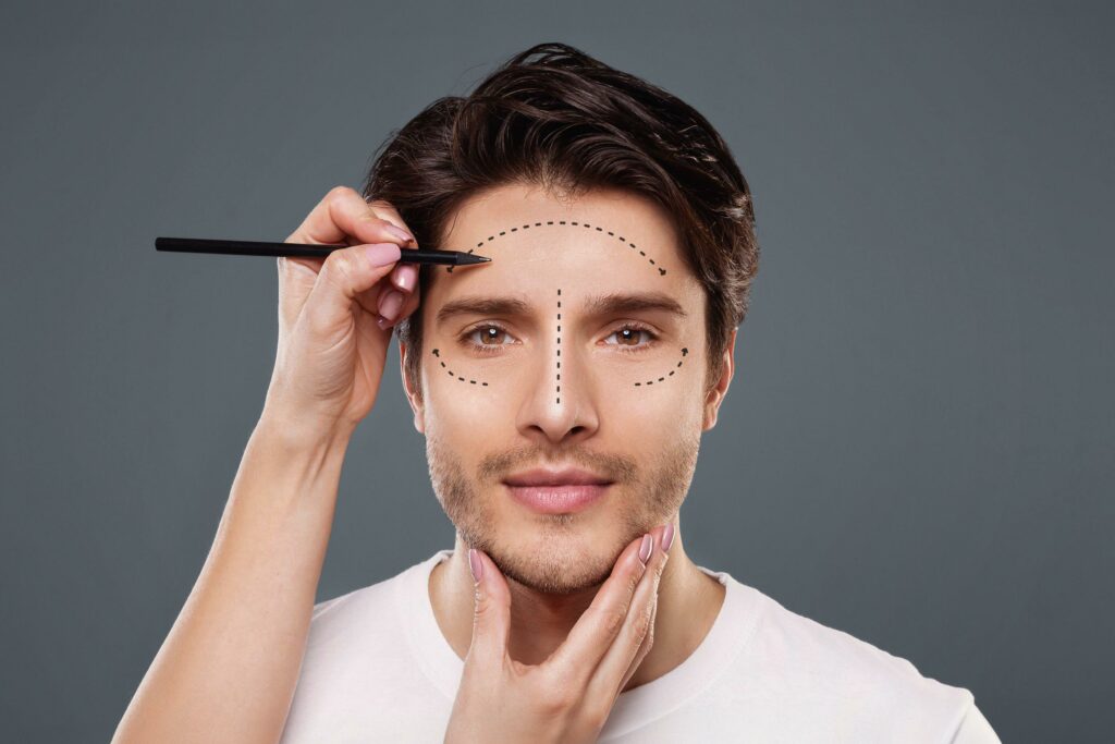marcas en el rostro masculino