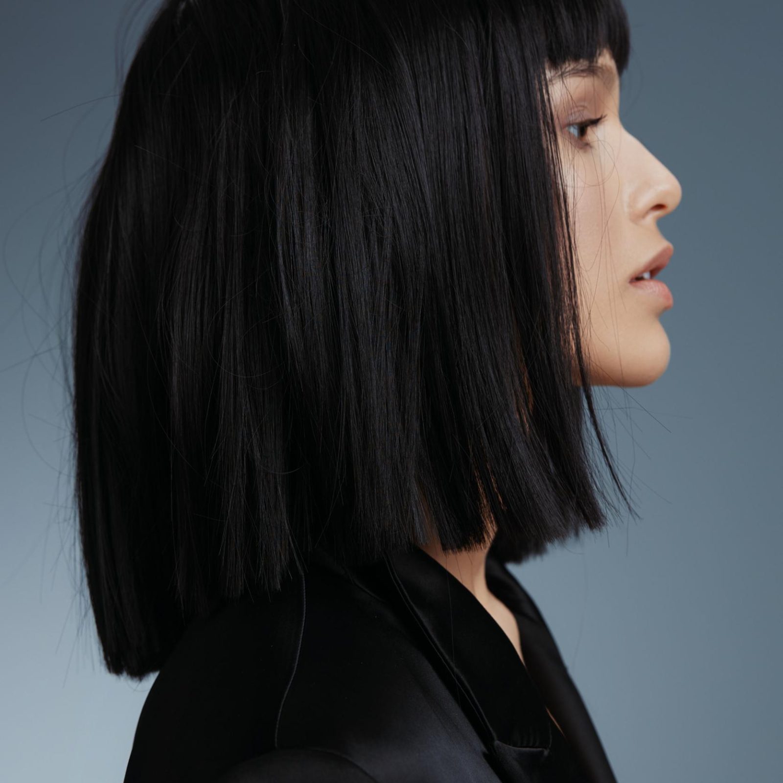 perfil mujer elegante pelo negro